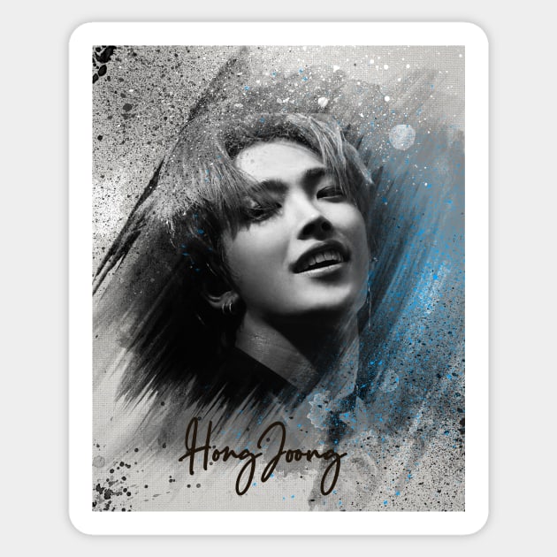 ATEEZ Illustrations - Hongjoong Fanart - Kpop print Kpop poster Kim Hongjoong Ateez merch Sticker by GalleryArtField